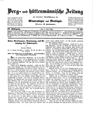 Berg- und hüttenmännische Zeitung Mittwoch 4. Juni 1851