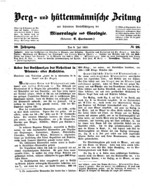 Berg- und hüttenmännische Zeitung Mittwoch 9. Juli 1851