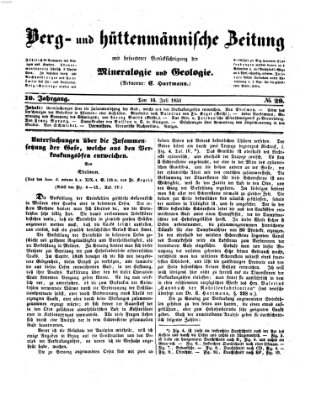 Berg- und hüttenmännische Zeitung Mittwoch 16. Juli 1851