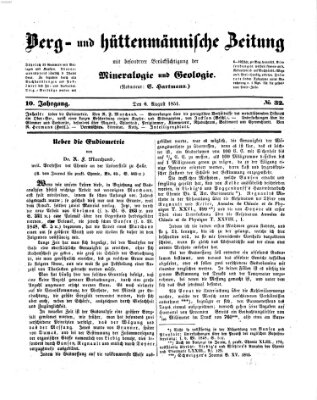 Berg- und hüttenmännische Zeitung Mittwoch 6. August 1851