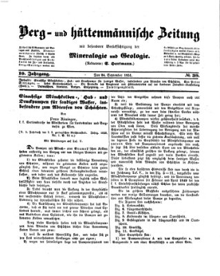 Berg- und hüttenmännische Zeitung Mittwoch 24. September 1851