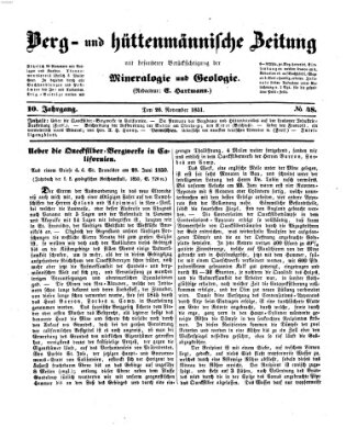 Berg- und hüttenmännische Zeitung Mittwoch 26. November 1851