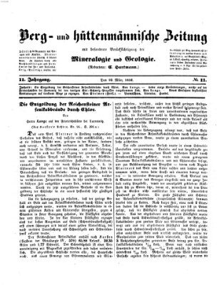 Berg- und hüttenmännische Zeitung Mittwoch 10. März 1852