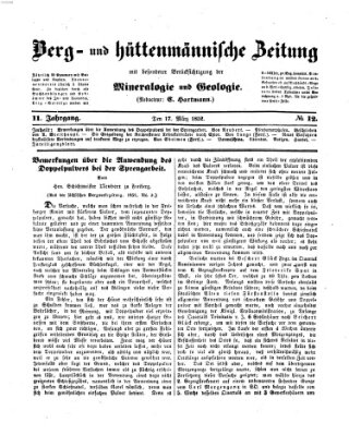 Berg- und hüttenmännische Zeitung Mittwoch 17. März 1852