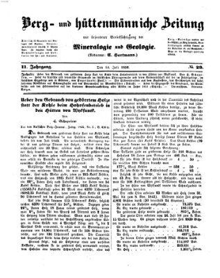 Berg- und hüttenmännische Zeitung Mittwoch 14. Juli 1852