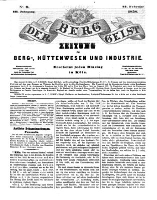 Der Berggeist Dienstag 23. Februar 1858