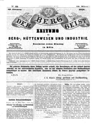 Der Berggeist Dienstag 23. März 1858