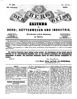 Der Berggeist Dienstag 15. Juni 1858