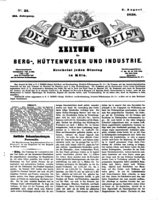 Der Berggeist Dienstag 3. August 1858