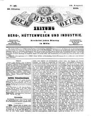 Der Berggeist Dienstag 10. August 1858