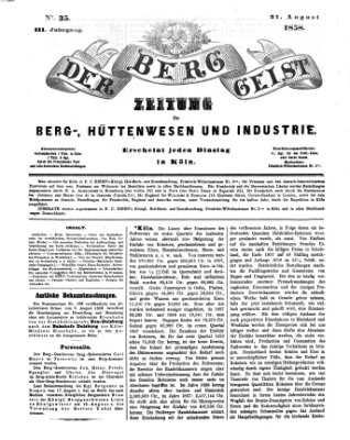 Der Berggeist Dienstag 31. August 1858