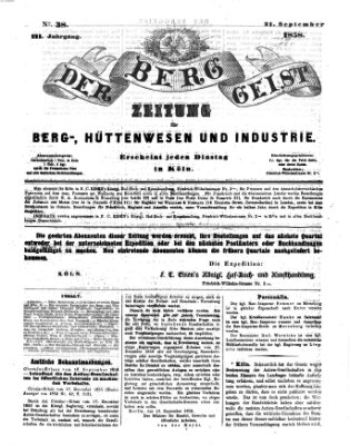 Der Berggeist Dienstag 21. September 1858