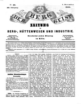 Der Berggeist Dienstag 7. Dezember 1858