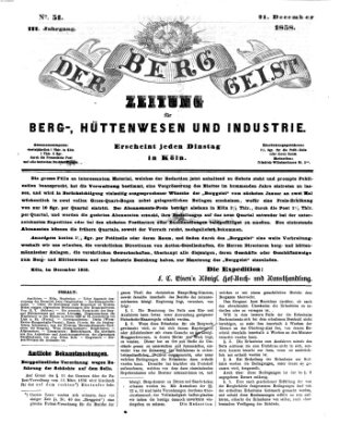 Der Berggeist Dienstag 21. Dezember 1858