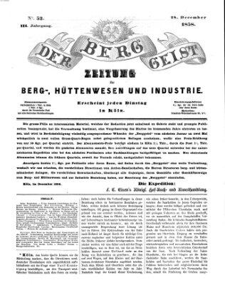 Der Berggeist Dienstag 28. Dezember 1858