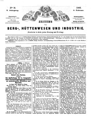 Der Berggeist Freitag 3. Februar 1860