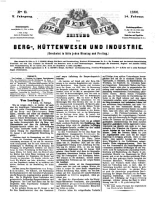 Der Berggeist Dienstag 14. Februar 1860