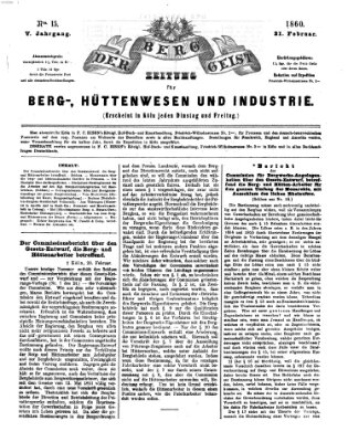 Der Berggeist Dienstag 21. Februar 1860