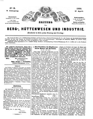 Der Berggeist Dienstag 17. April 1860