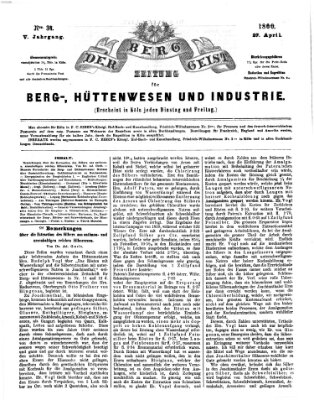 Der Berggeist Freitag 27. April 1860