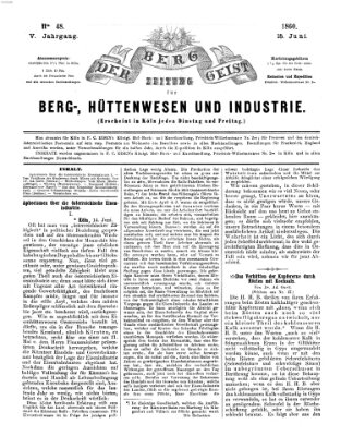 Der Berggeist Freitag 15. Juni 1860