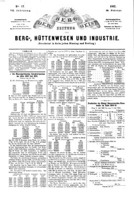 Der Berggeist Freitag 28. Februar 1862