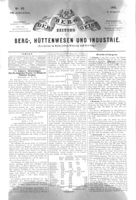 Der Berggeist Dienstag 5. August 1862