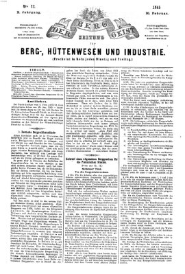 Der Berggeist Freitag 10. Februar 1865