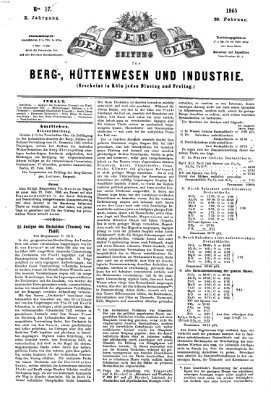 Der Berggeist Dienstag 28. Februar 1865