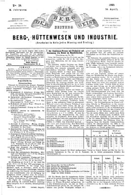 Der Berggeist Freitag 14. April 1865