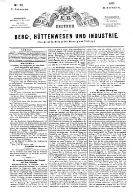 Der Berggeist Freitag 17. November 1865