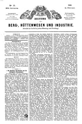 Der Berggeist Freitag 14. Februar 1868