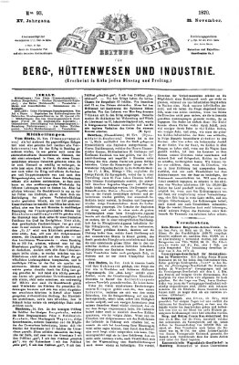 Der Berggeist Dienstag 22. November 1870