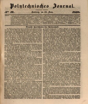 Polytechnisches Journal Samstag 23. Juni 1838