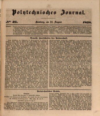 Polytechnisches Journal Samstag 18. August 1838