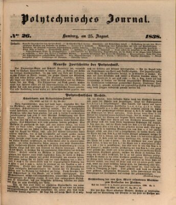 Polytechnisches Journal Samstag 25. August 1838