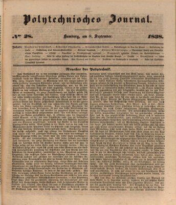 Polytechnisches Journal Samstag 8. September 1838