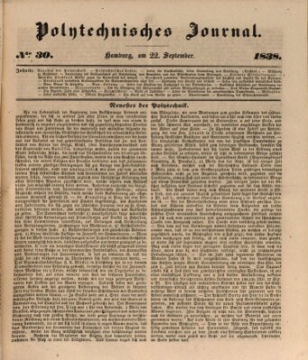 Polytechnisches Journal Samstag 22. September 1838