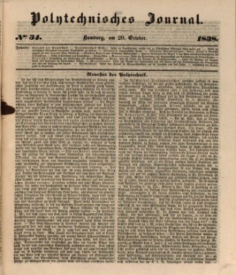 Polytechnisches Journal Samstag 20. Oktober 1838