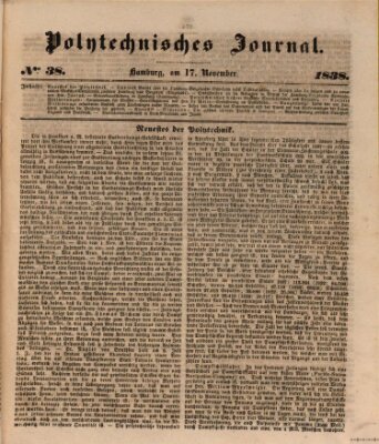 Polytechnisches Journal Samstag 17. November 1838