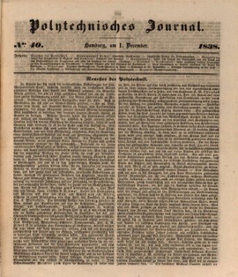 Polytechnisches Journal Samstag 1. Dezember 1838