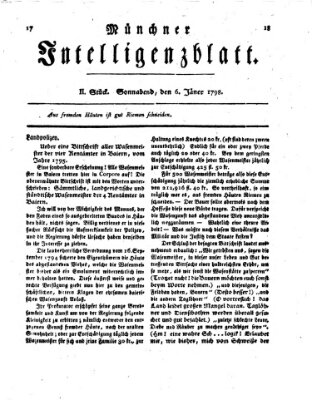 Münchner Intelligenzblatt Samstag 6. Januar 1798