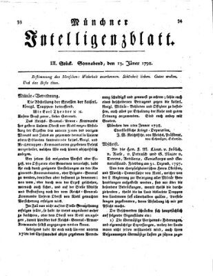 Münchner Intelligenzblatt Samstag 13. Januar 1798