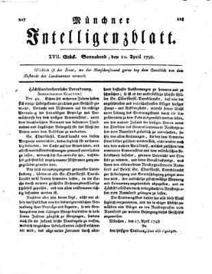 Münchner Intelligenzblatt Samstag 21. April 1798