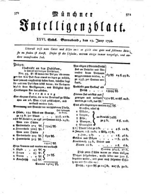 Münchner Intelligenzblatt Samstag 23. Juni 1798