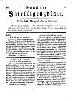 Münchner Intelligenzblatt Samstag 30. Juni 1798