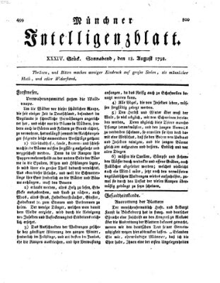 Münchner Intelligenzblatt Samstag 18. August 1798