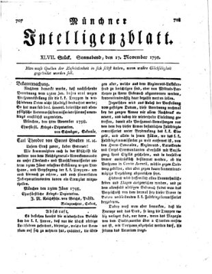 Münchner Intelligenzblatt Samstag 17. November 1798