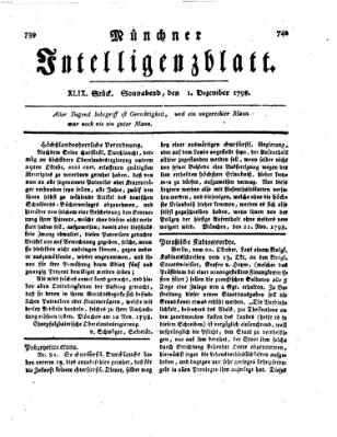 Münchner Intelligenzblatt Samstag 1. Dezember 1798