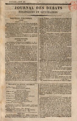 Journal des débats politiques et littéraires Sonntag 9. August 1818